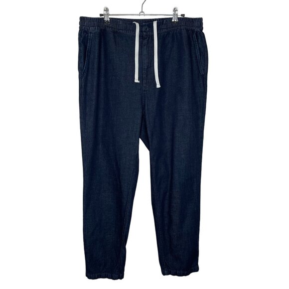 Outerknown Elastic Tie Waist Straight Leg Jeans, L - Picture 1 of 9